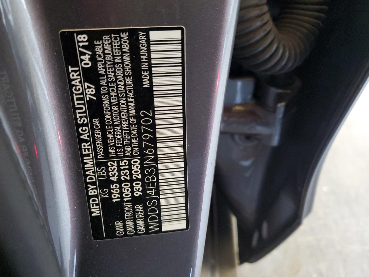 2018 Mercedes-Benz Cla 250 VIN: WDDSJ4EB3JN679702 Lot: 61641855