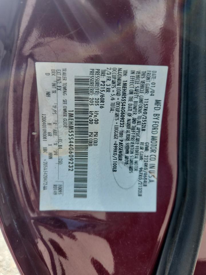 2004 Mercury Sable Ls Premium VIN: 1MEHM55S44G609232 Lot: 61004255