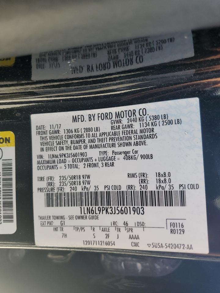 2018 Lincoln Continental Premiere VIN: 1LN6L9PK3J5601903 Lot: 58525275