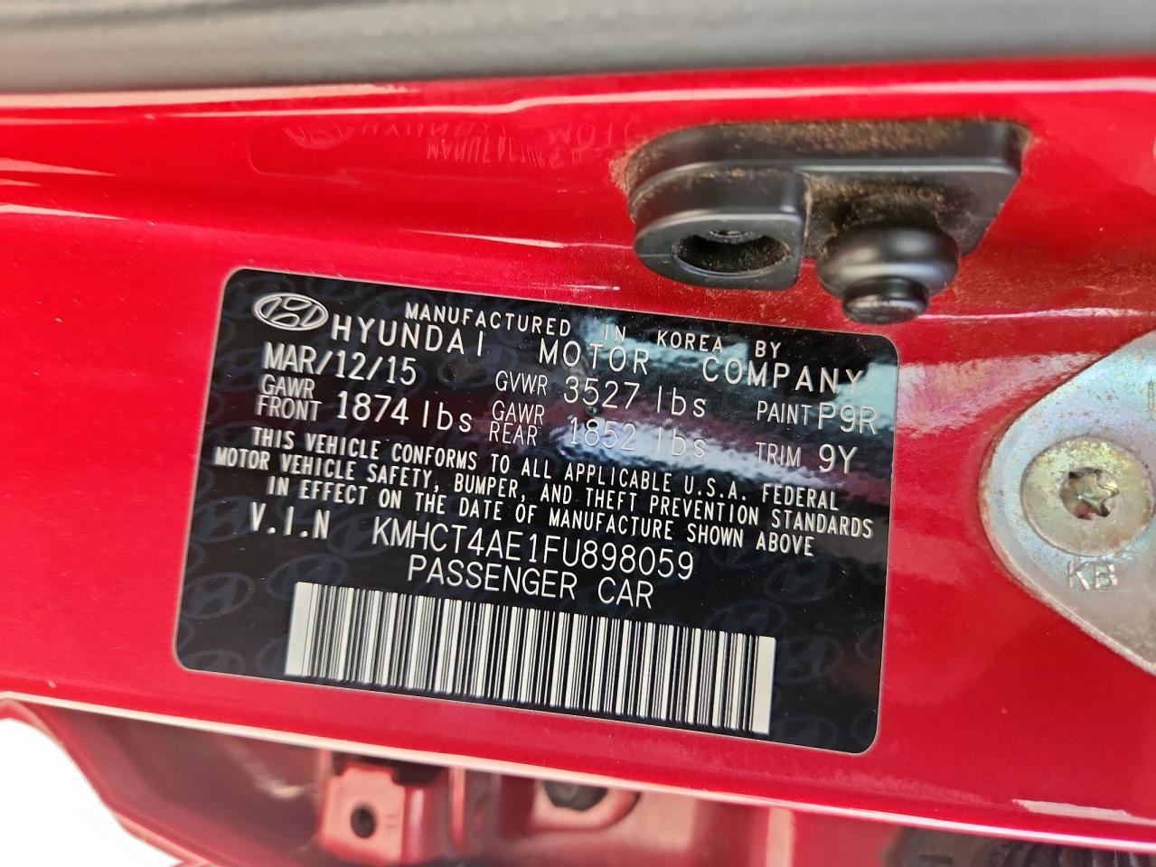 2015 Hyundai Accent Gls VIN: KMHCT4AE1FU898059 Lot: 62380215