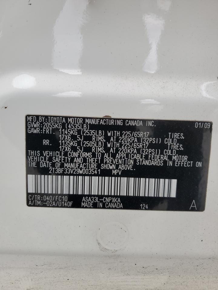TOYOTA RAV4 2009 VIN 2T3BF33V29W003541 photo 13