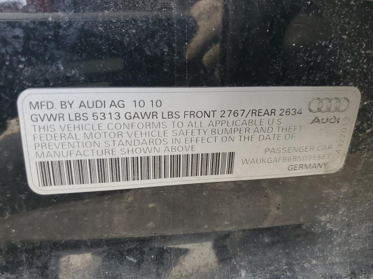 2011 Audi A6 Prestige VIN: WAUKGAFB6BN035583 Lot: 57831575