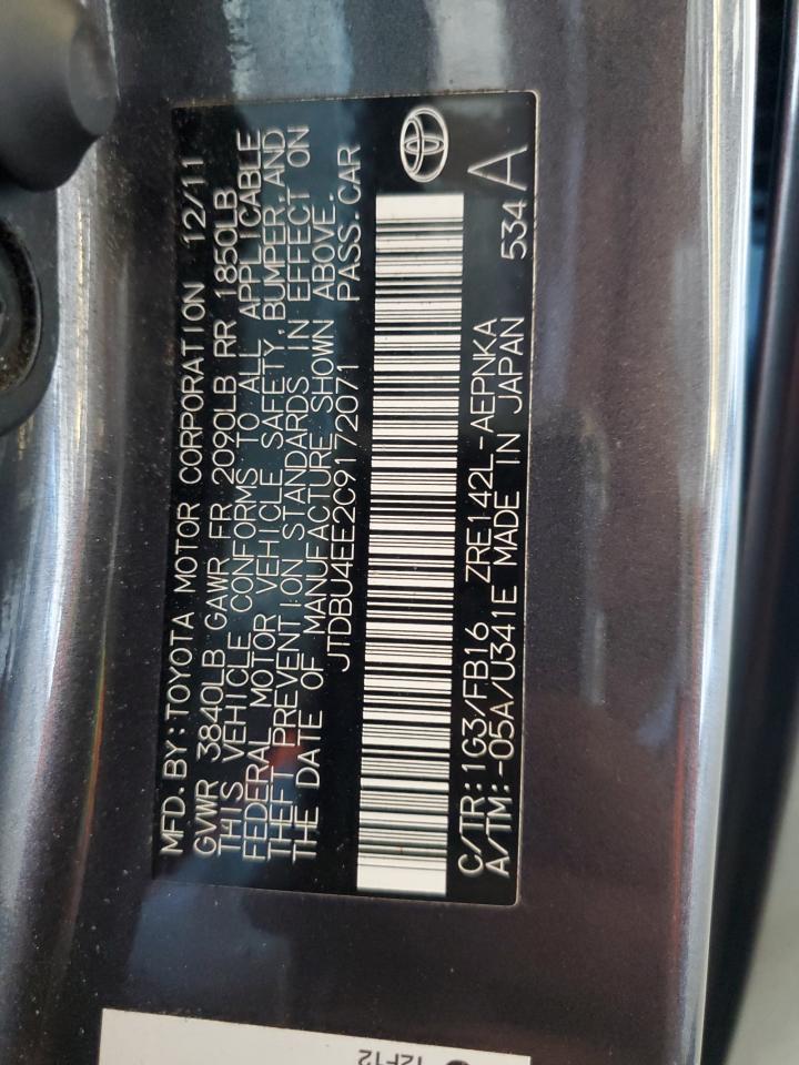 TOYOTA COROLLA 2012 VIN JTDBU4EE2C9172071 photo 13