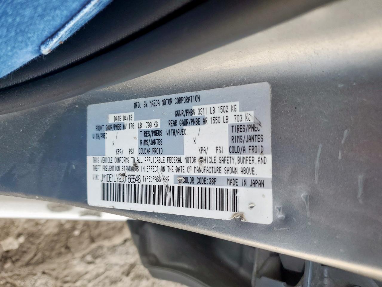 2013 Mazda Mazda2 VIN: JM1DE1LY9D0166548 Lot: 61688815