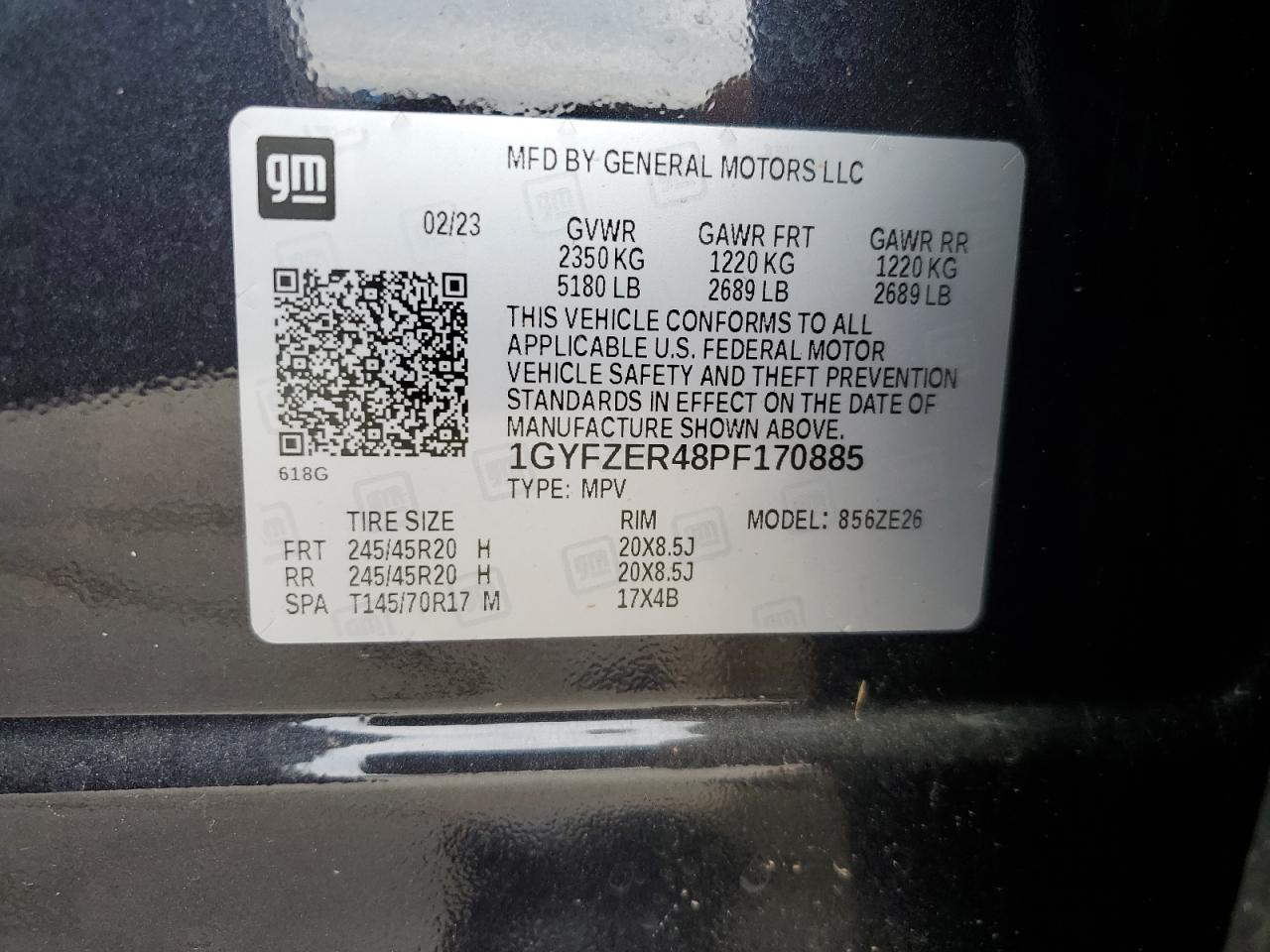2023 Cadillac Xt4 Sport VIN: 1GYFZER48PF170885 Lot: 60873035