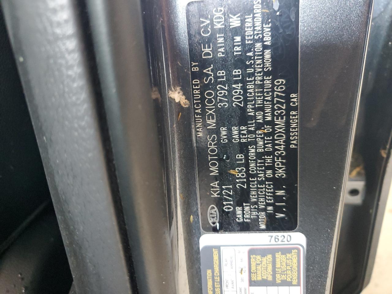 3KPF34ADXME327769 2021 Kia Forte Gt Line