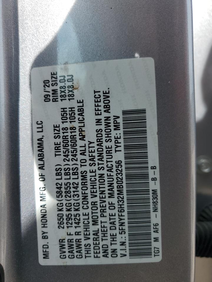 2021 Honda Pilot Ex VIN: 5FNYF6H32MB023256 Lot: 58390145