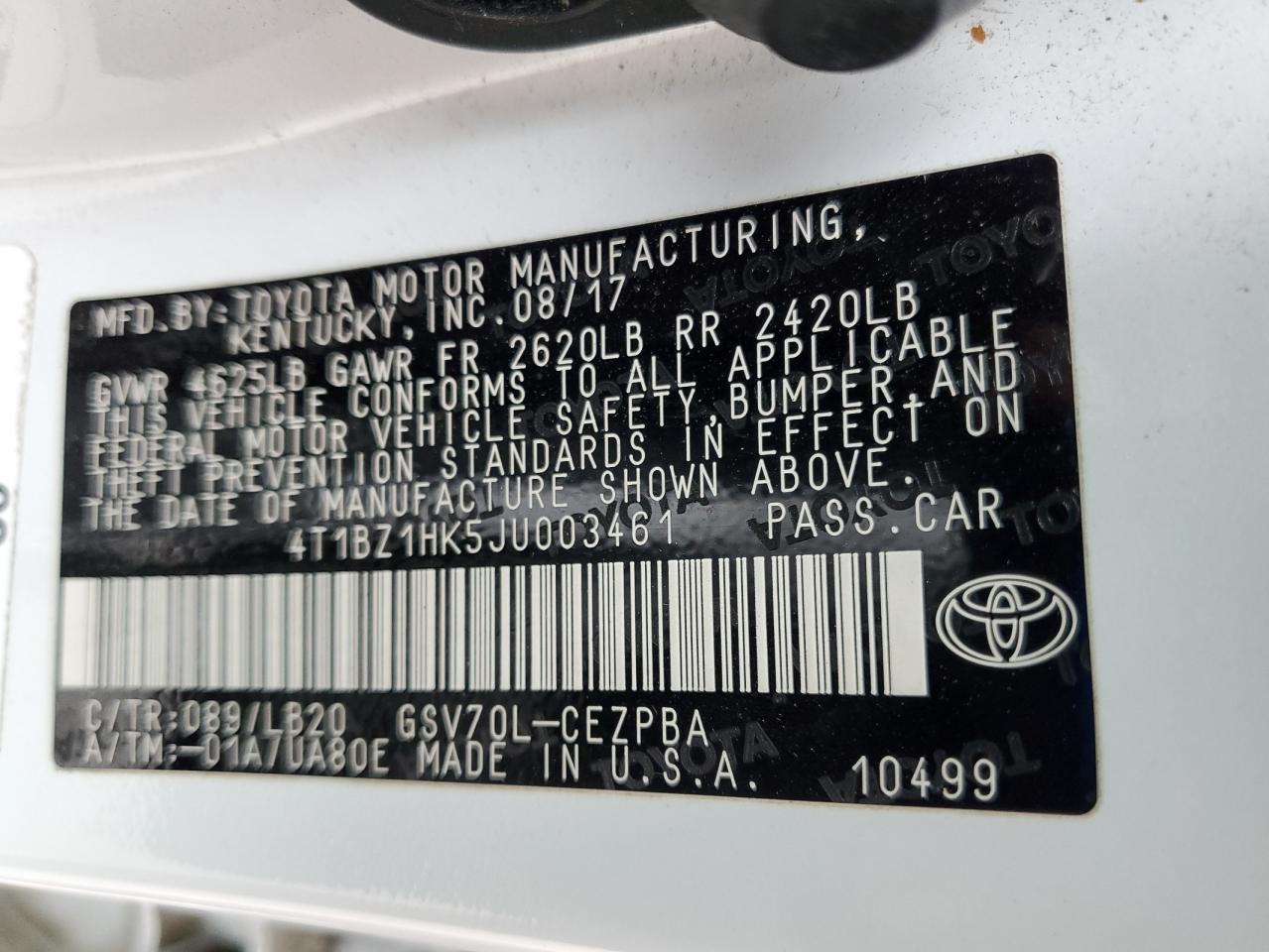 2018 Toyota Camry Xse VIN: 4T1BZ1HK5JU003461 Lot: 60957625