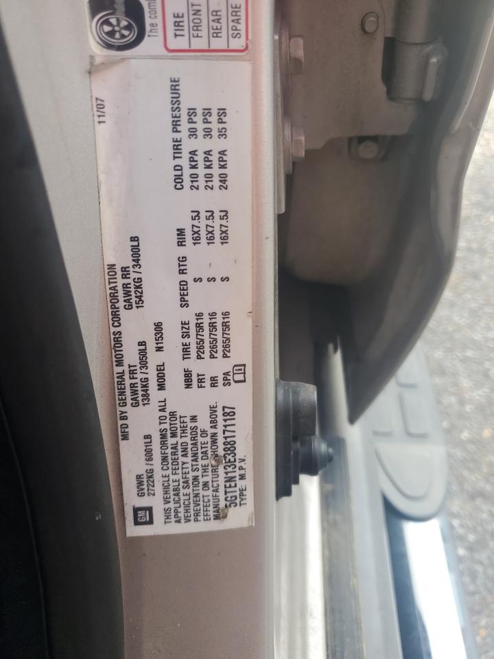 2008 Hummer H3 VIN: 5GTEN13E388171187 Lot: 60939335