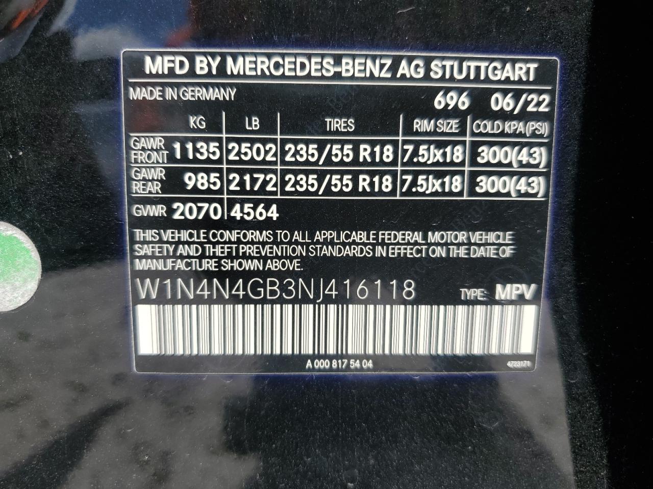 2022 Mercedes-Benz Gla 250 VIN: W1N4N4GB3NJ416118 Lot: 60295495