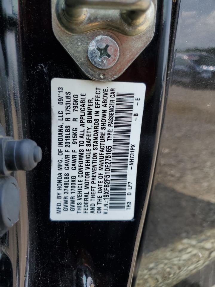 2013 Honda Civic Lx VIN: 19XFB2F51DE275165 Lot: 58997825