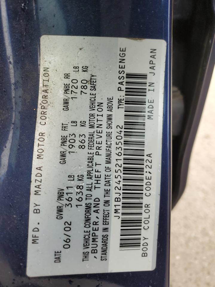 2002 Mazda Protege Pr5 VIN: JM1BJ245521635042 Lot: 59852735