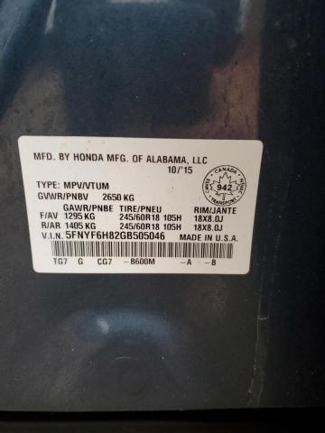 2016 HONDA PILOT EXL  