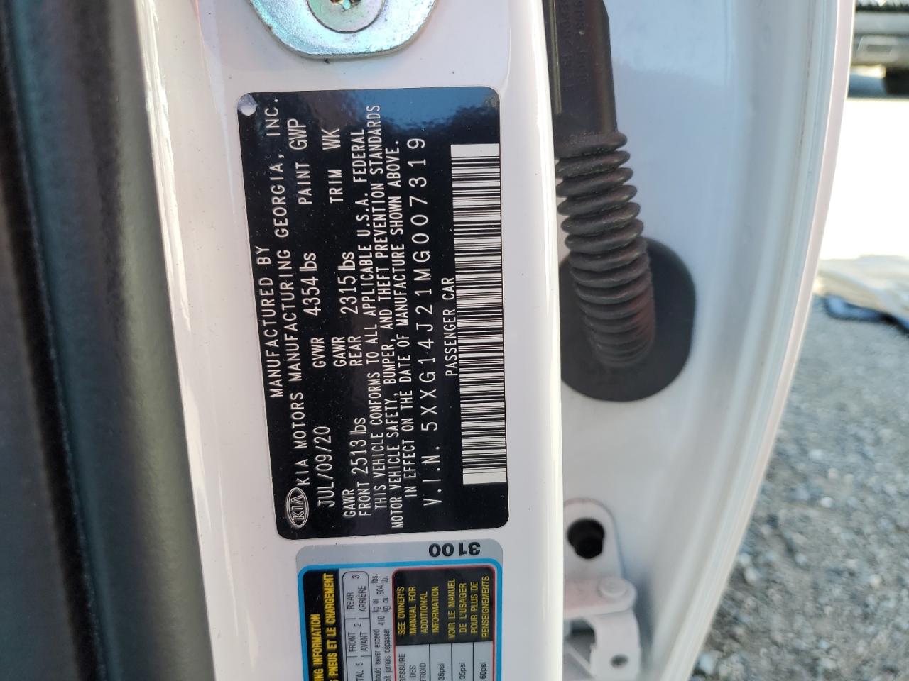 2021 Kia K5 Lxs VIN: 5XXG14J21MG007319 Lot: 62215005