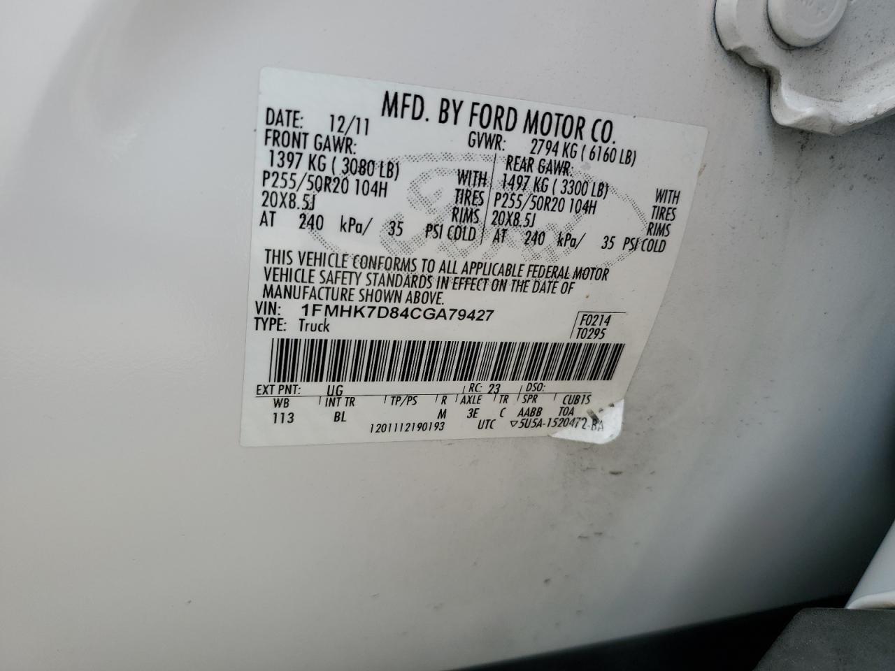 1FMHK7D84CGA79427 2012 Ford Explorer Xlt