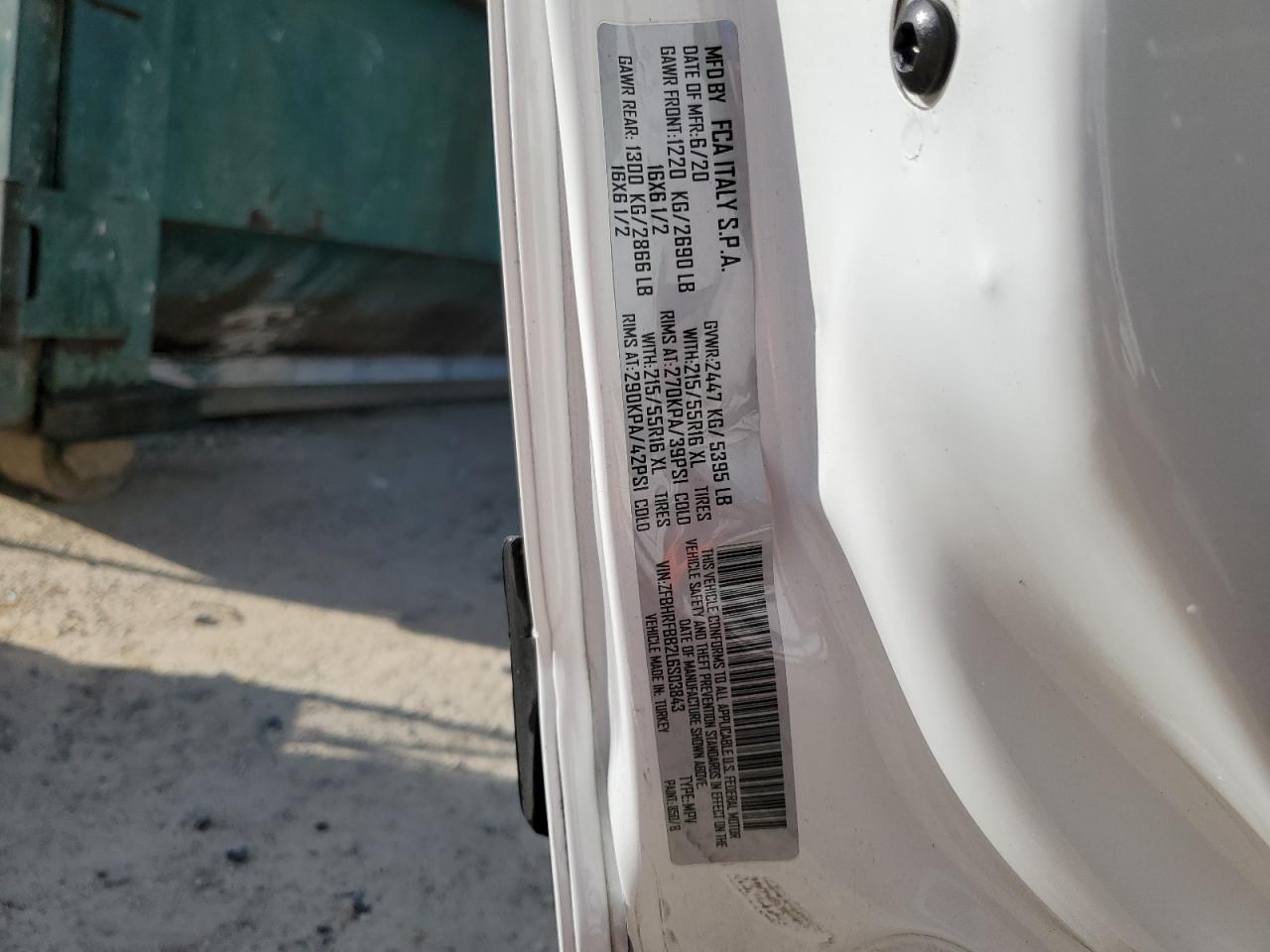 2020 Ram Promaster City Slt VIN: ZFBHRFBB2L6S03843 Lot: 60487875