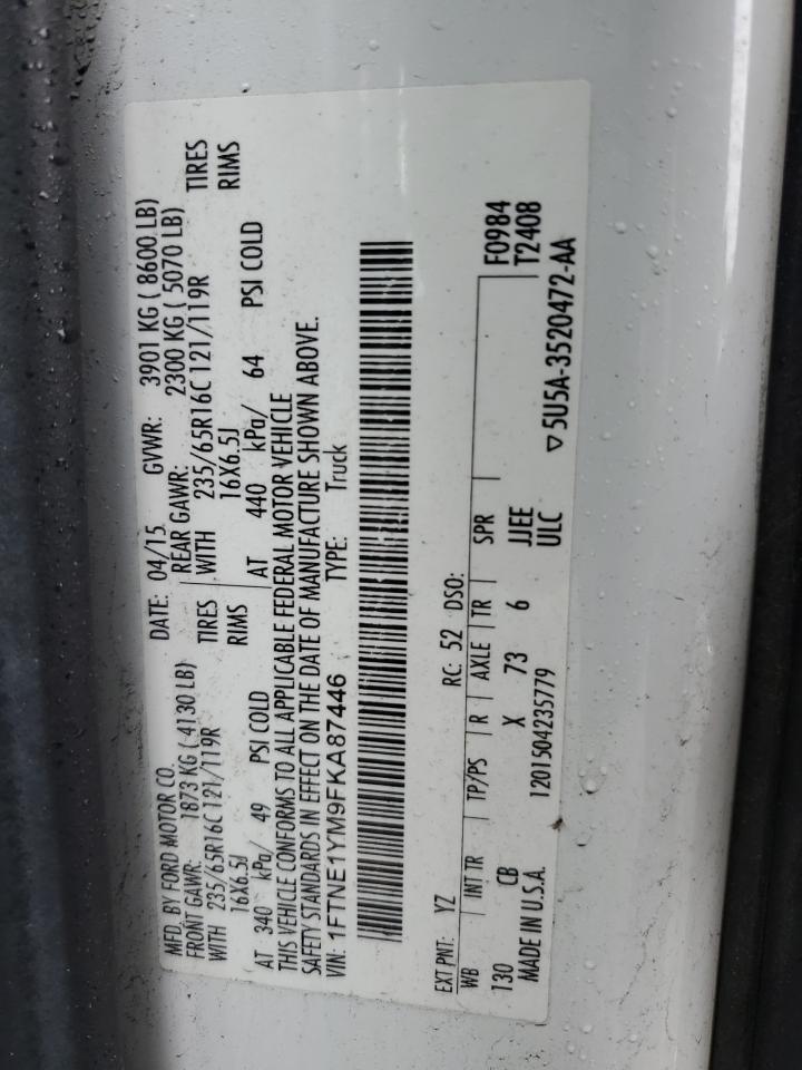 2015 Ford Transit T-150 VIN: 1FTNE1YM9FKA87446 Lot: 59601405