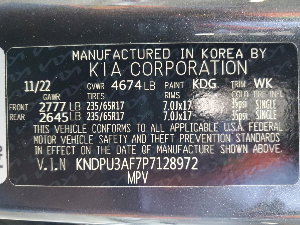2023 Kia Sportage Lx VIN: KNDPU3AF7P7128972 Lot: 62715325