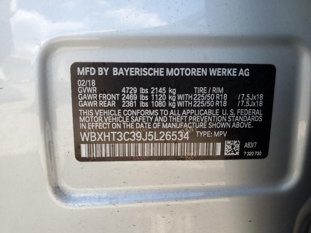 2018 BMW X1 xDrive28I VIN: WBXHT3C39J5L26534 Lot: 61267595