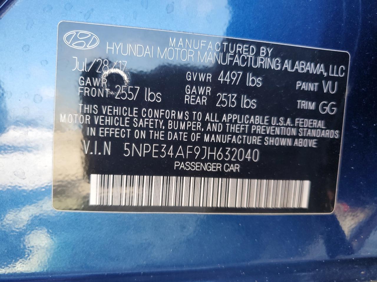 HYUNDAI SONATA 2018 VIN 5NPE34AF9JH632040 zdjęcie 12