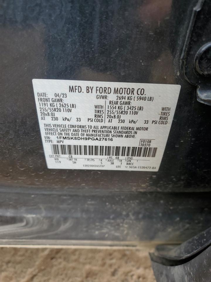 2023 Ford Explorer Xlt VIN: 1FMSK8DH9PGA27616 Lot: 59282625