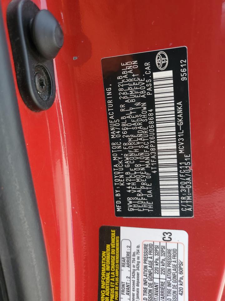 2006 Toyota Camry Solara Se VIN: 4T1FA38PX6U068684 Lot: 59519555