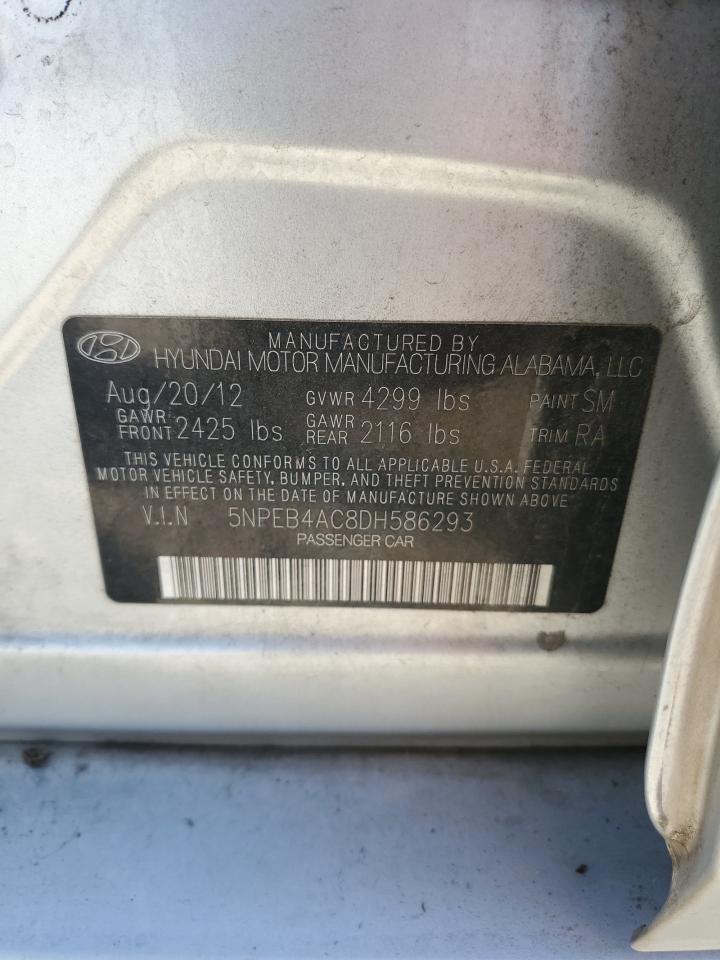 HYUNDAI SONATA 2013 VIN 5NPEB4AC8DH586293 фото 12