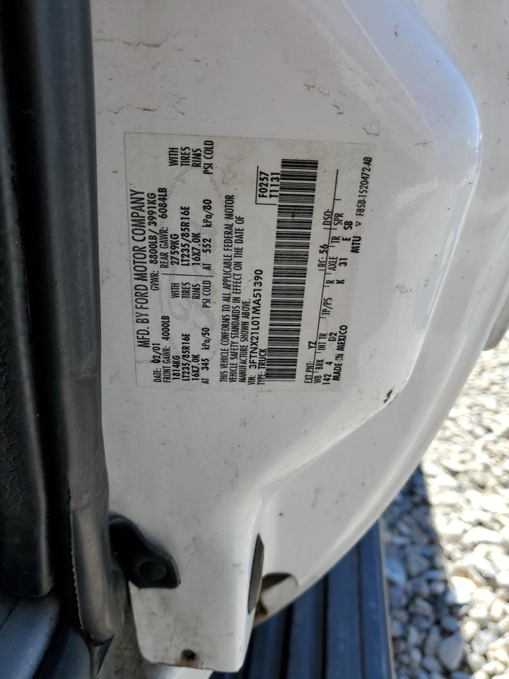 2001 Ford F250 Super Duty VIN: 3FTNX21L01MA51390 Lot: 59746585