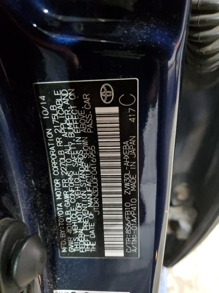 2015 Toyota Prius VIN: JTDKN3DU0F0416955 Lot: 63142845