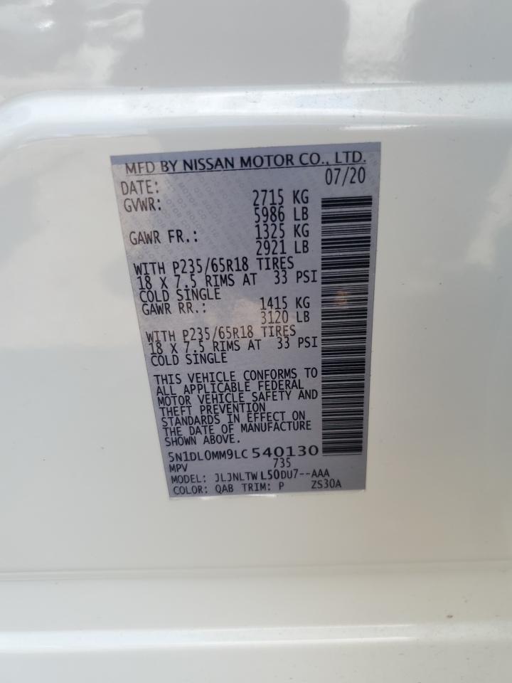 2020 Infiniti Qx60 Luxe VIN: 5N1DL0MM9LC540130 Lot: 62418605