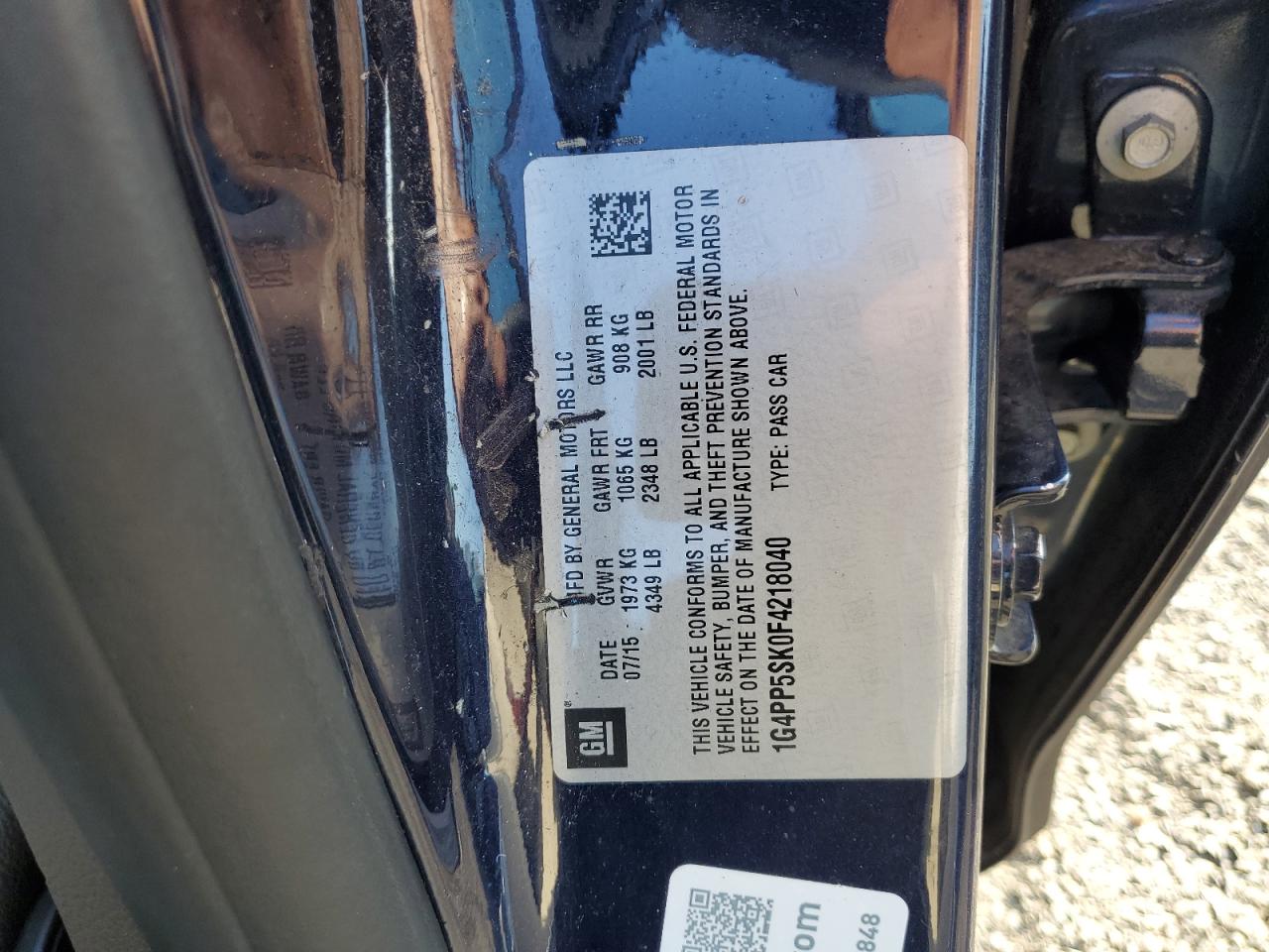 2015 Buick Verano VIN: 1G4PP5SK0F4218040 Lot: 62116225