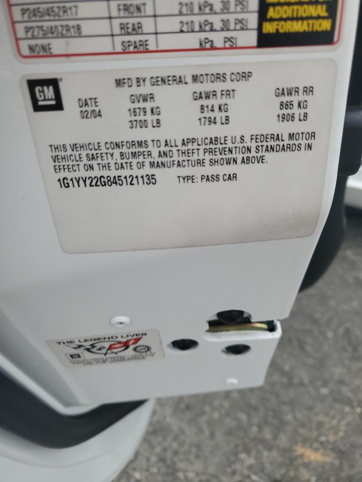 2004 Chevrolet Corvette VIN: 1G1YY22G845121135 Lot: 61984775