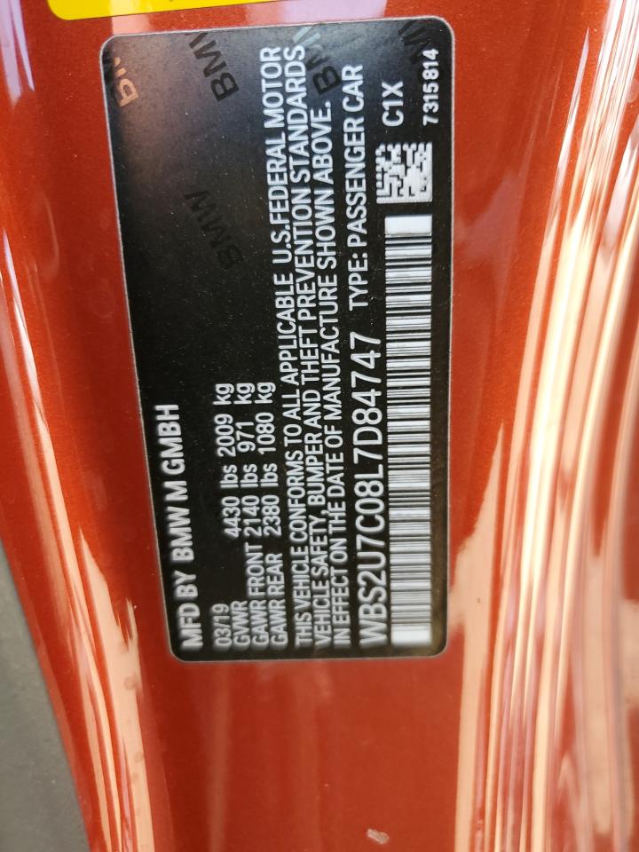 2020 BMW M2 Competition VIN: WBS2U7C08L7D84747 Lot: 61426895