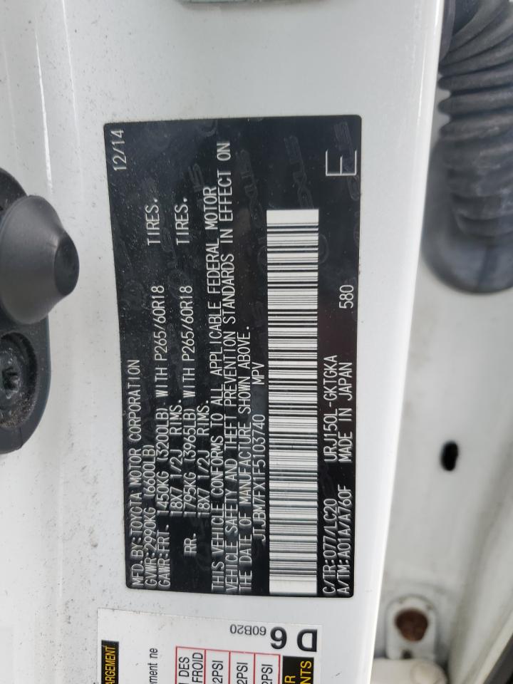 2015 Lexus Gx 460 VIN: JTJBM7FX1F5103740 Lot: 59601285