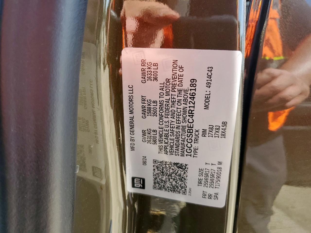 2024 Chevrolet Colorado VIN: 1GCGSBEC4R1246189 Lot: 58308525