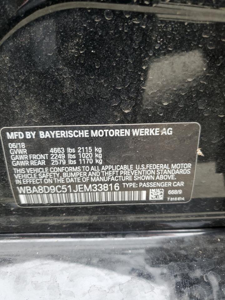 2018 BMW 330 Xi VIN: WBA8D9C51JEM33816 Lot: 62510625