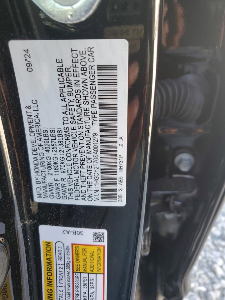 HONDA ACCORD 2025 VIN 1HGCY2F70SA001279 фото 13