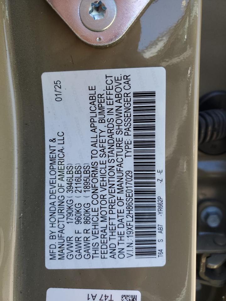 2025 Honda Civic Sport VIN: 19XFL2H86SE017029 Lot: 61220585