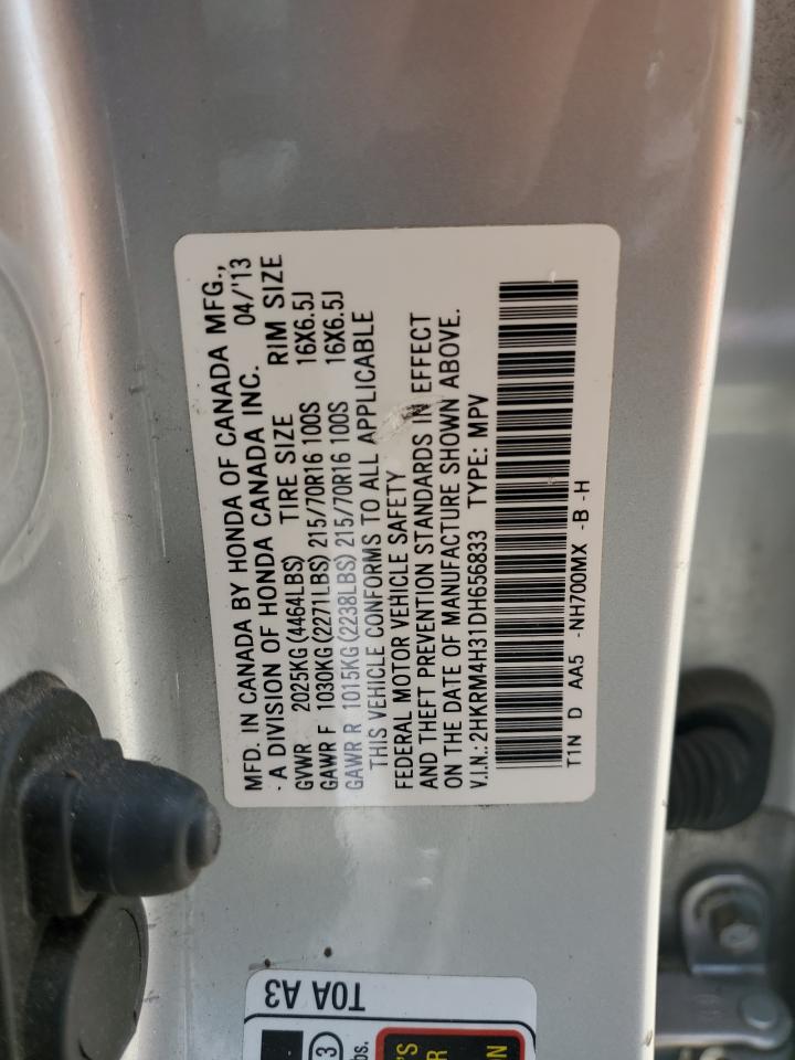 2013 Honda Cr-V Lx VIN: 2HKRM4H31DH656833 Lot: 59375255