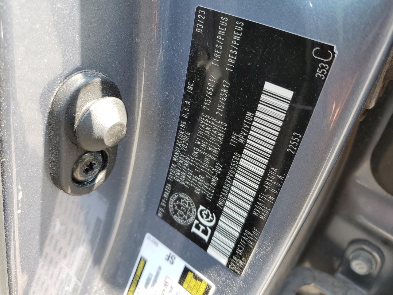 2023 Toyota Corolla Cross Le VIN: 7MUCAABGXPV055580 Lot: 60879775