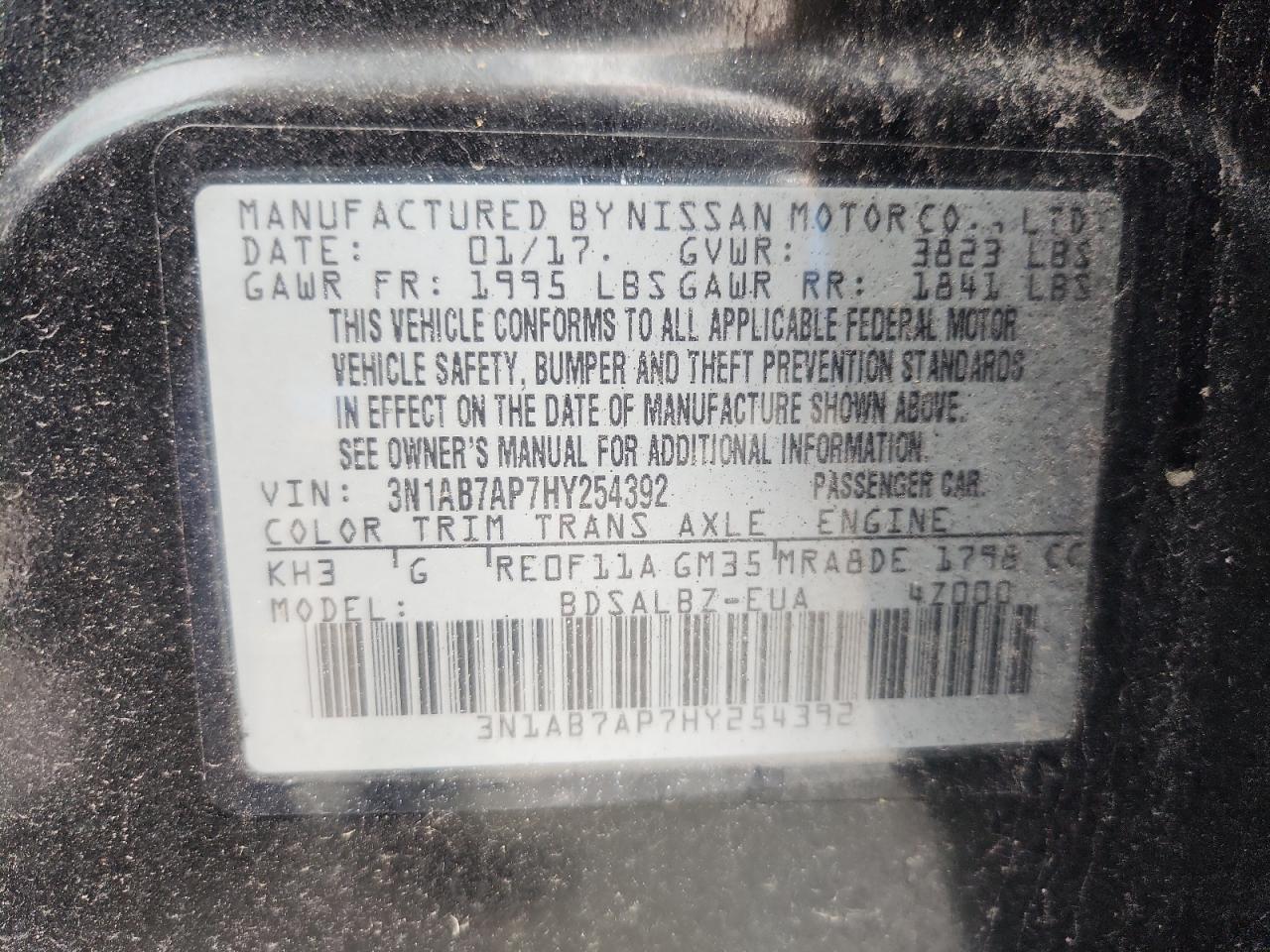NISSAN SENTRA 2017 VIN 3N1AB7AP7HY254392 photo 13