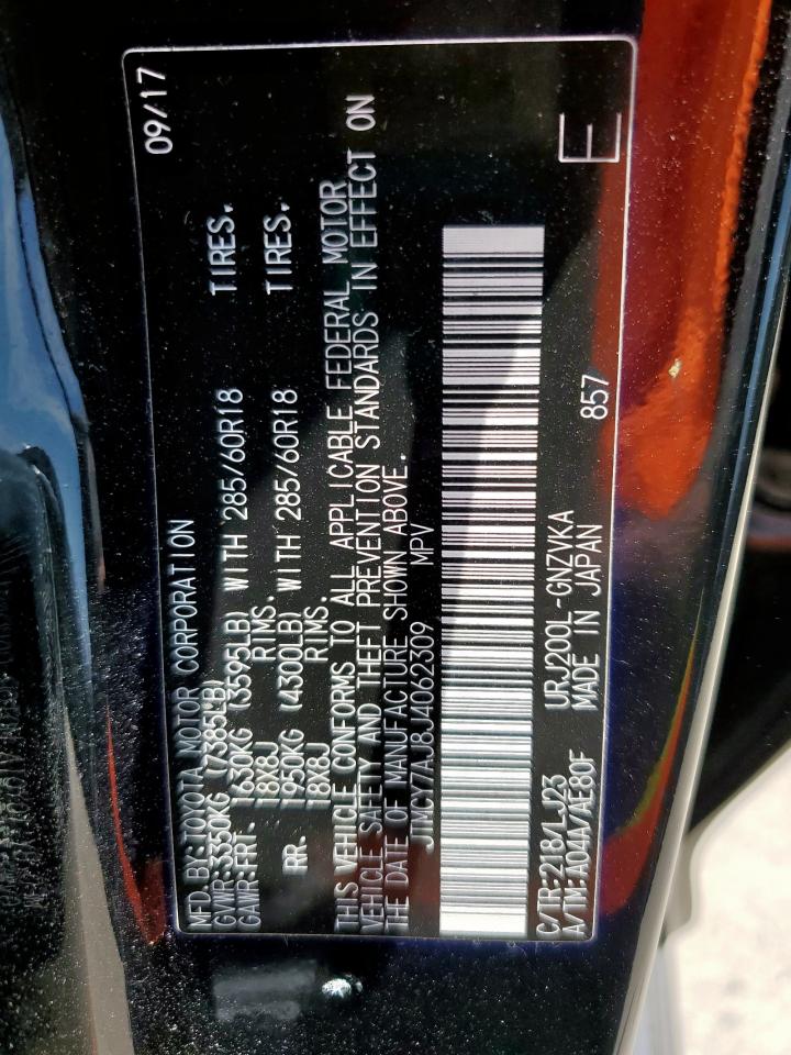 2018 Toyota Land Cruiser VIN: JTMCY7AJ8J4062309 Lot: 59143505