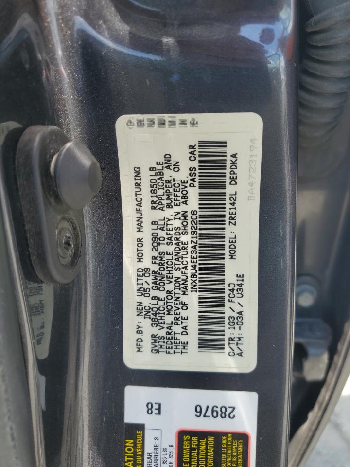 2010 Toyota Corolla Base VIN: 1NXBU4EE3AZ192206 Lot: 62355715