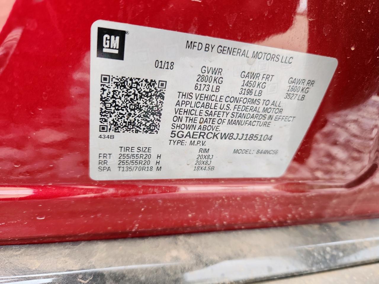 2018 Buick Enclave Premium VIN: 5GAERCKW8JJ185104 Lot: 63083665