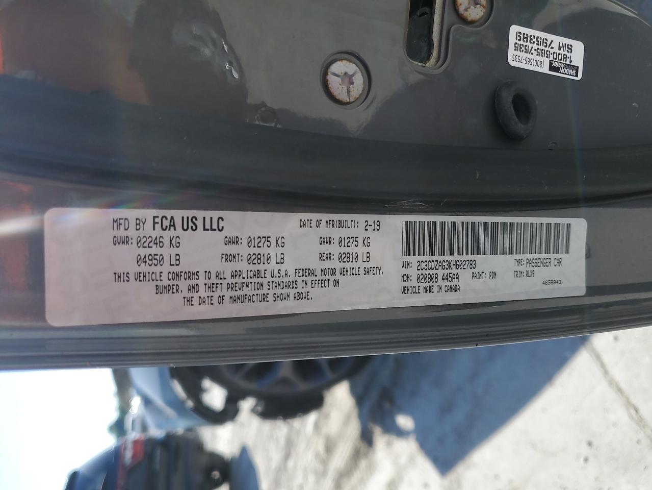 2019 Dodge Challenger Sxt VIN: 2C3CDZAG3KH602783 Lot: 61673095
