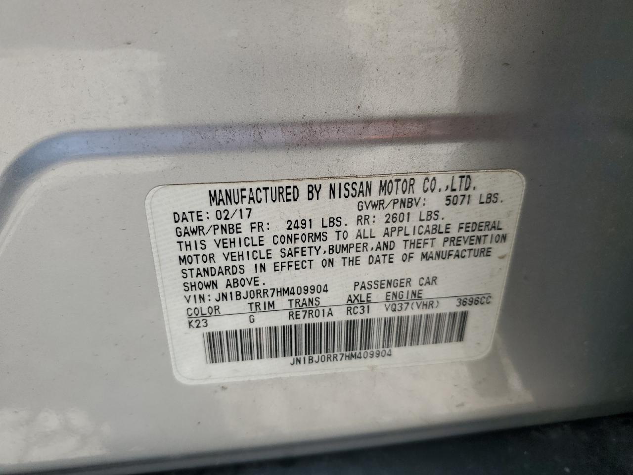 2017 Infiniti Qx50 VIN: JN1BJ0RR7HM409904 Lot: 59605245