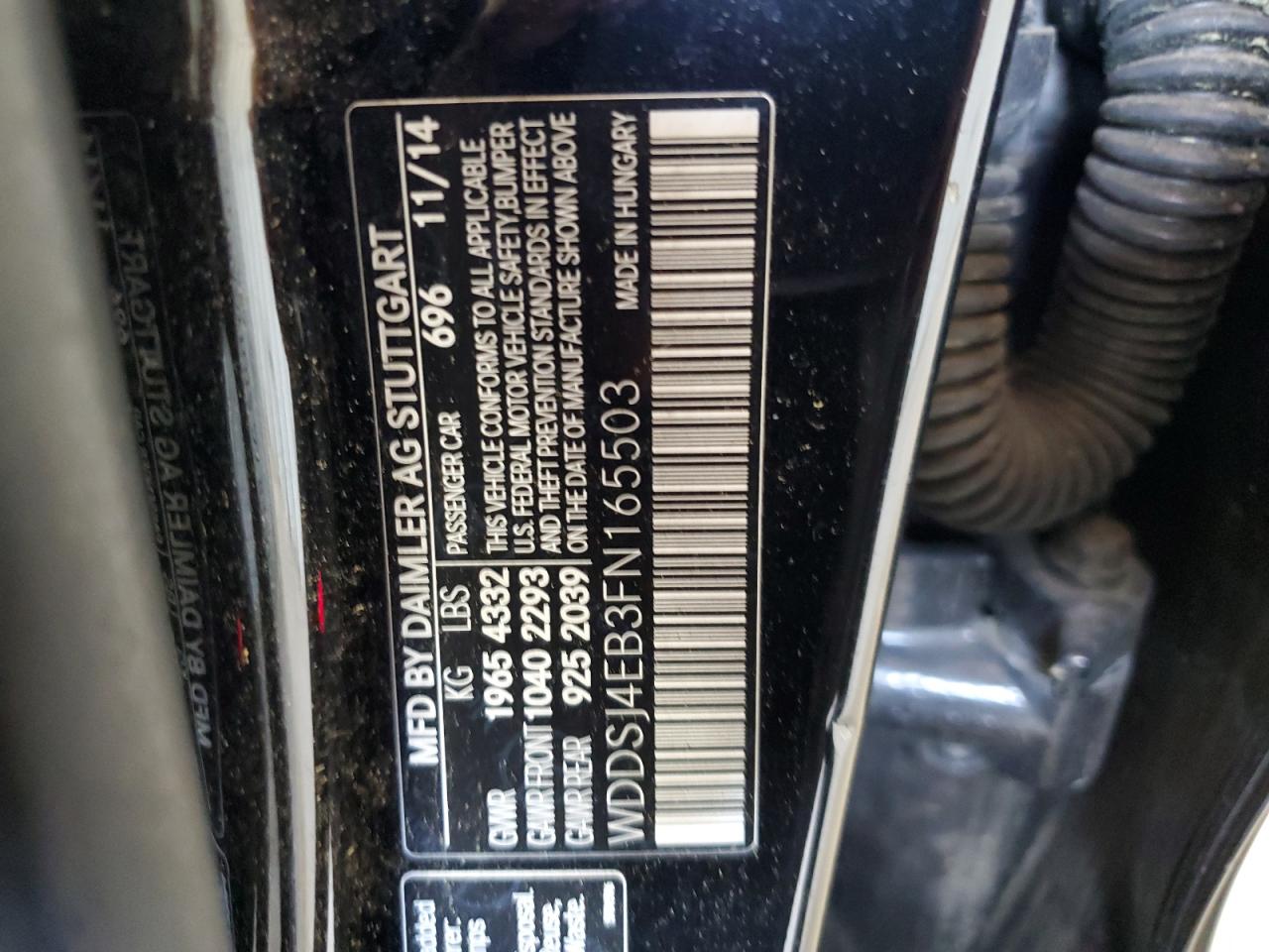 2015 Mercedes-Benz Cla 250 VIN: WDDSJ4EB3FN165503 Lot: 61849535