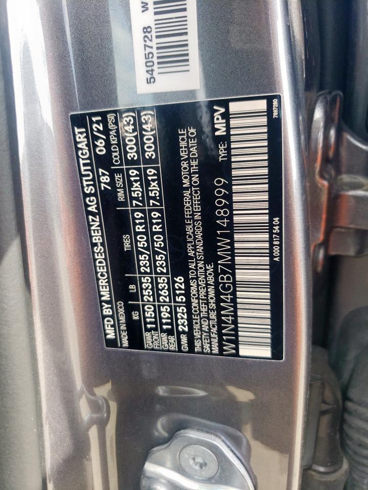 2021 Mercedes-Benz Glb 250 VIN: W1N4M4GB7MW148999 Lot: 59776605