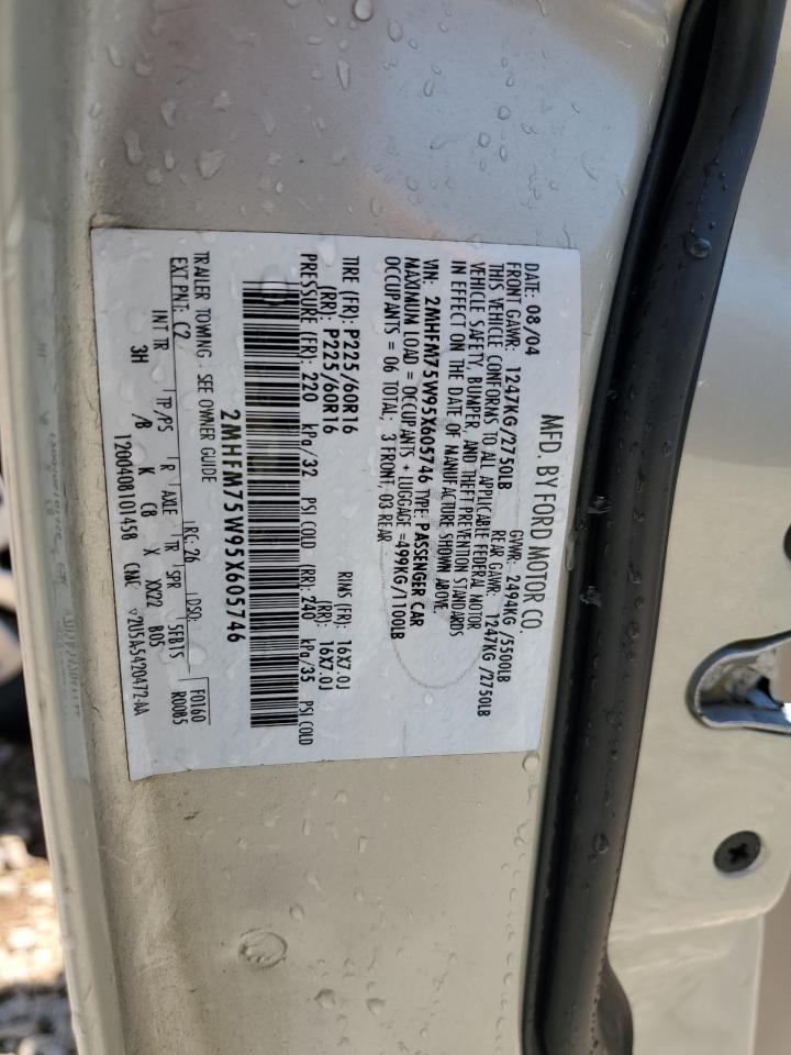 2005 Mercury Grand Marquis Ls VIN: 2MHFM75W95X605746 Lot: 62678585