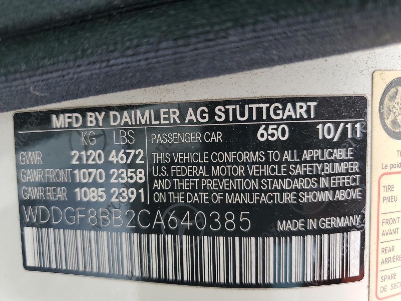 2012 Mercedes-Benz C 300 4Matic VIN: WDDGF8BB2CA640385 Lot: 63160735